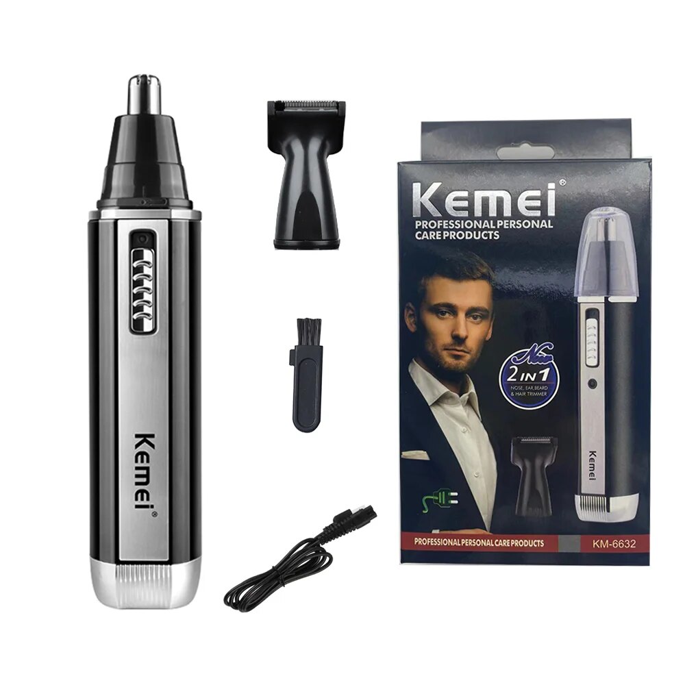 Kemei Electric Nose Hair Trimmer For Men and Women Ear Neck Eyebrow Trimmer All-in-one Shaver Clean Trimmer Razor Remover Kit