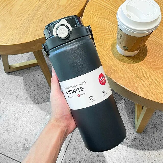 1.2L Large Capacity Thermo Bottle with Straw Stainless Steel Thermal Water Bottle Keep Cold and Hot Thermos Cup Vacuum Flask