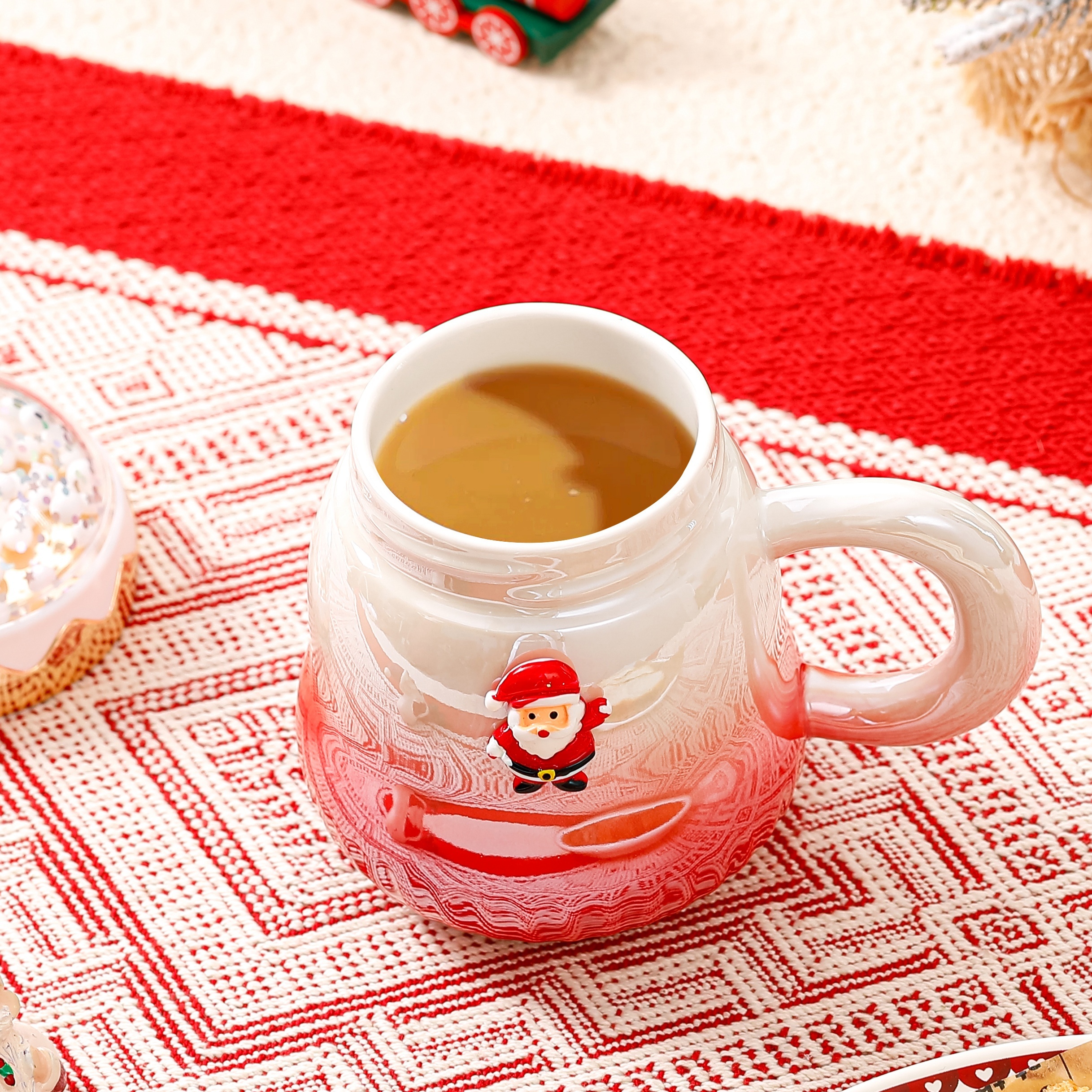 1pc, Christmas Coffee Mug, Santa Claus Ceramic Coffee Cups, Cute Water Cups, Summer Winter Drinkware, Christmas Gifts