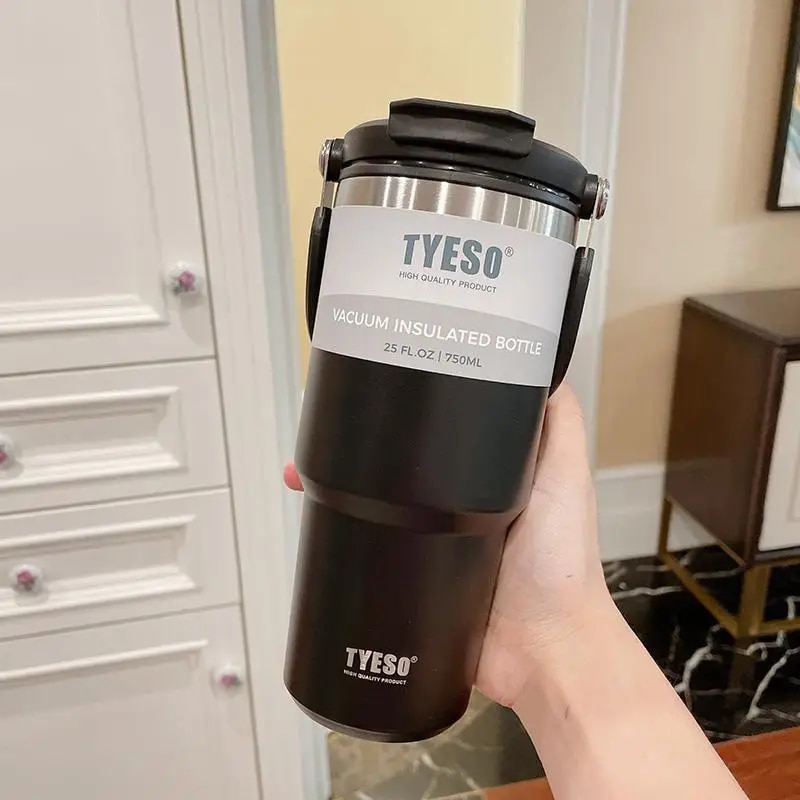 750/900ml Tyeso Thermal Bottle Coffee Cup Vacuum Mug 304 Stainless Steel Water Bottle Non-slip Leak-Proof Thermos Insulated Cup
