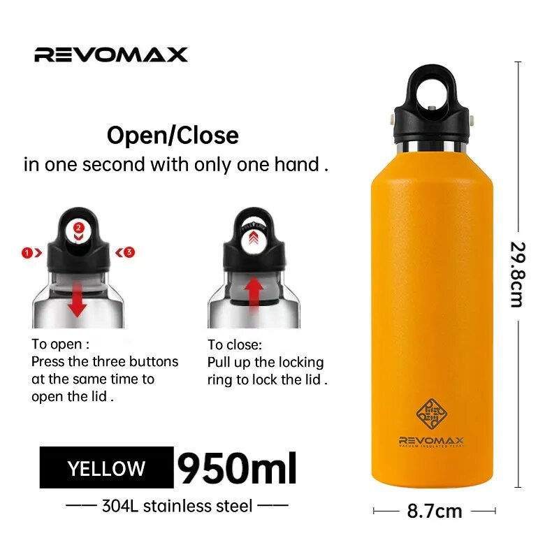 RevoMax 350/500/750/1000ml Double Wall Stainles Steel Water Bottle Thermos Bottle Keep Hot and Cold Insulated Vacuum Flask