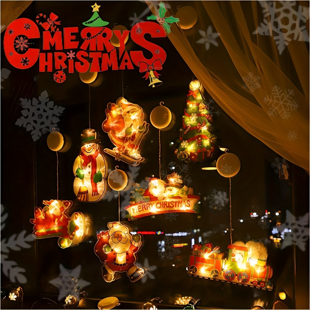 Christmas Window Hanging Lights, 3 Sections AAA Batteries, Christmas Tree Lights, Indoor Window Decoration Lights, Outdoor Waterproof, Glass Fence Wall Adsorption Decorative Light