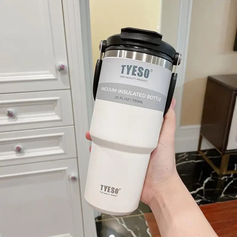 750/900ml Tyeso Thermal Bottle Coffee Cup Vacuum Mug 304 Stainless Steel Water Bottle Non-slip Leak-Proof Thermos Insulated Cup