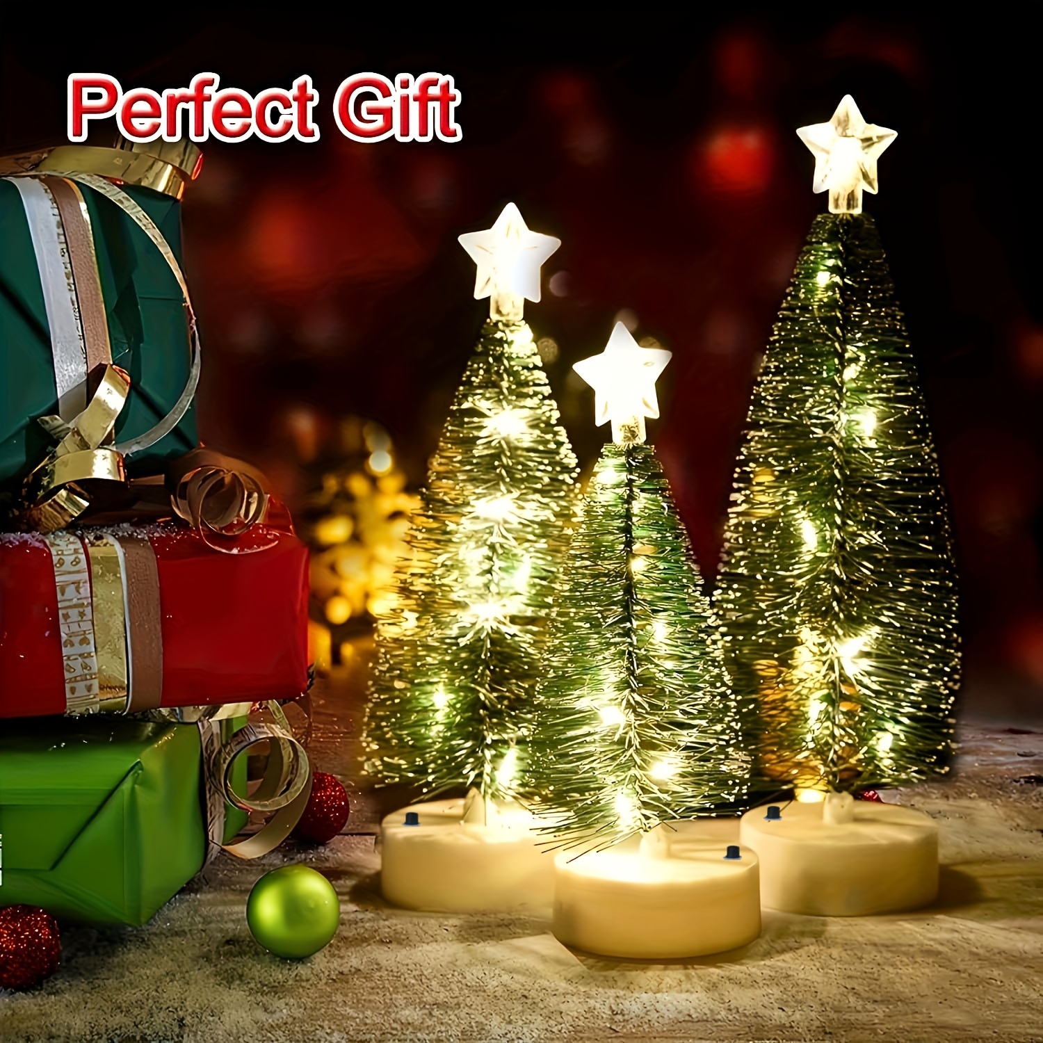 3pcs Desktop Decoration Miniature Christmas Tree Set Of 3 Sizes(Large, Medium, Small), Miniature Christmas Tree For Xmas Holiday Party Home, Suitable For Outdoor Activities Decoration