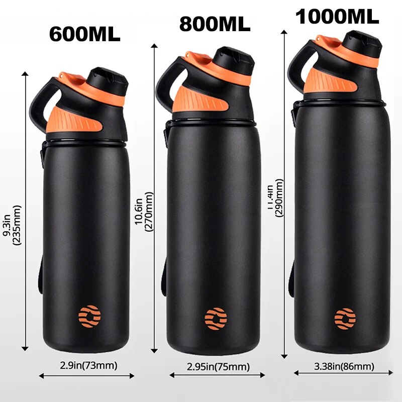 Thermos With Magnetic Lid Outdoor Sport Stainless Steel Water Bottle Keep Cold Insulated Vacuum Flask 1000ml