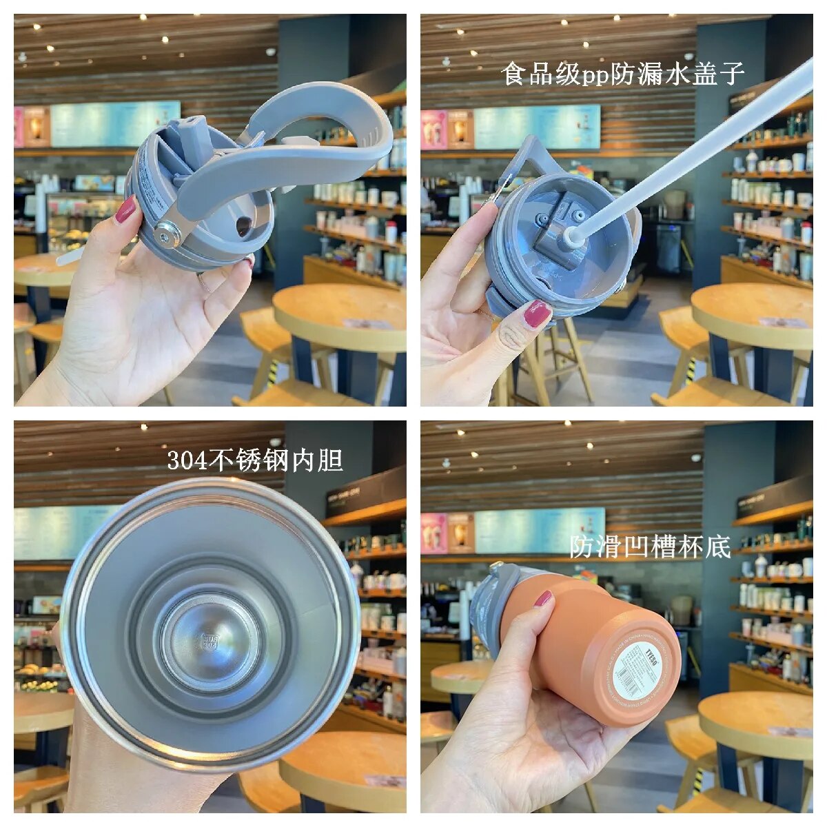 750/900ml Tyeso Thermal Bottle Coffee Cup Vacuum Mug 304 Stainless Steel Water Bottle Non-slip Leak-Proof Thermos Insulated Cup