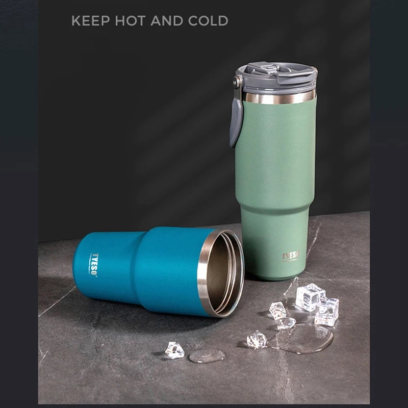 750/900ml Tyeso Thermal Bottle Coffee Cup Vacuum Mug 304 Stainless Steel Water Bottle Non-slip Leak-Proof Thermos Insulated Cup