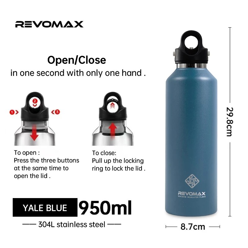 RevoMax 350/500/750/1000ml Double Wall Stainles Steel Water Bottle Thermos Bottle Keep Hot and Cold Insulated Vacuum Flask