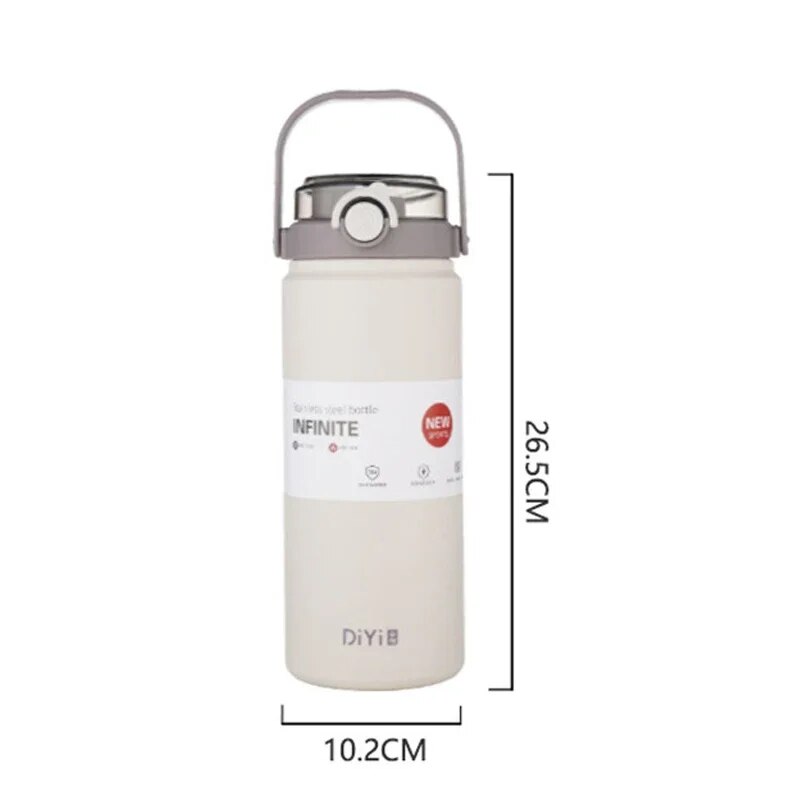 1.2L Large Capacity Thermo Bottle with Straw Stainless Steel Thermal Water Bottle Keep Cold and Hot Thermos Cup Vacuum Flask