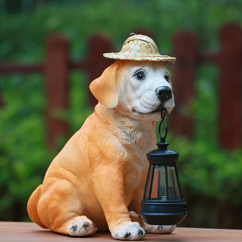 Dog With Solar Light Sculpture For Desktop, Home Decor, Garden Decor, Desktop, Halloween Decor
