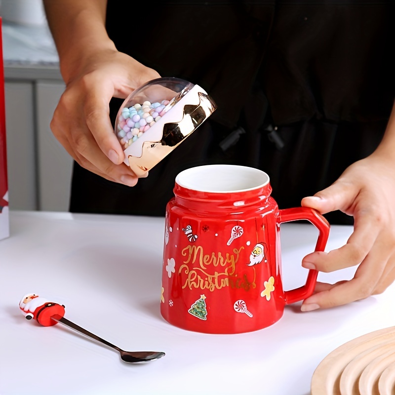 1 Set, Santa Claus Ceramic Cup, Creative Cartoon Coffee Mug, Kawaii Water Bottle, Christmas Gift