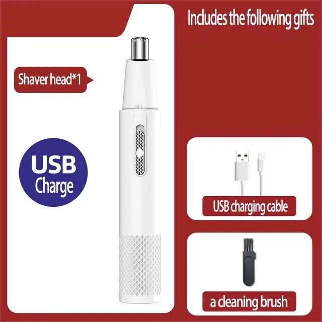 Black Blue And White Nose Hair Trimmer Metal Shaver Electric Shaver Hair Removal Products Trim Nose Hair Unisex