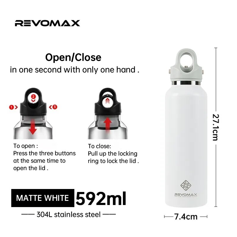 RevoMax 350/500/750/1000ml Double Wall Stainles Steel Water Bottle Thermos Bottle Keep Hot and Cold Insulated Vacuum Flask