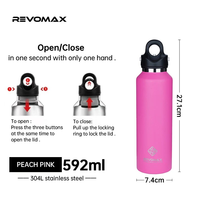 RevoMax 350/500/750/1000ml Double Wall Stainles Steel Water Bottle Thermos Bottle Keep Hot and Cold Insulated Vacuum Flask