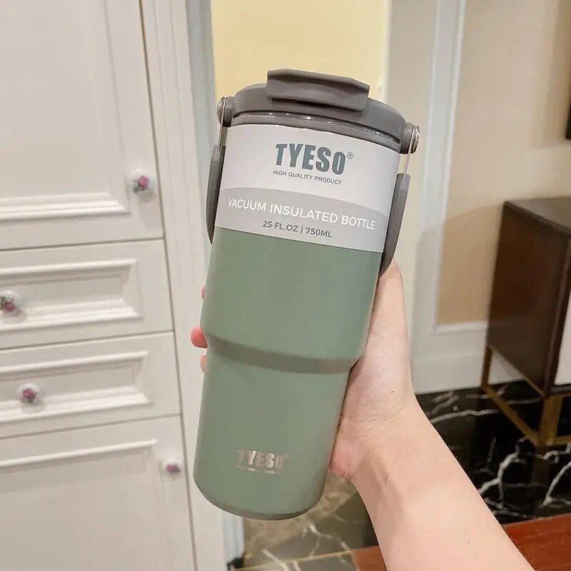 750/900ml Tyeso Thermal Bottle Coffee Cup Vacuum Mug 304 Stainless Steel Water Bottle Non-slip Leak-Proof Thermos Insulated Cup