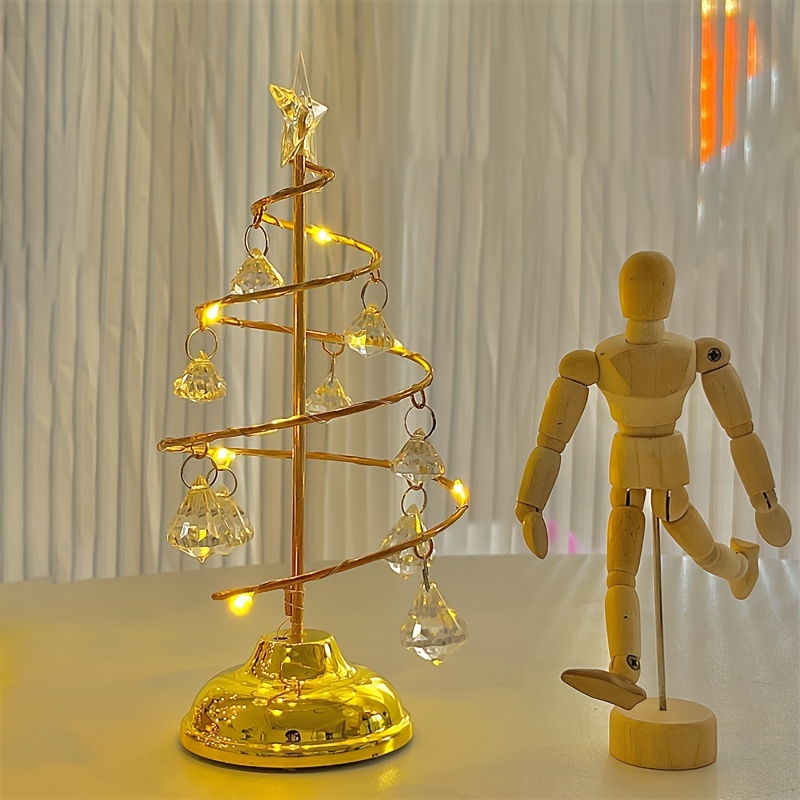 Crystal Pendant Table Lamp Christmas Iron Christmas Tree Lamp Birthday Room Bedroom Atmosphere Lamp Decoration Night Light