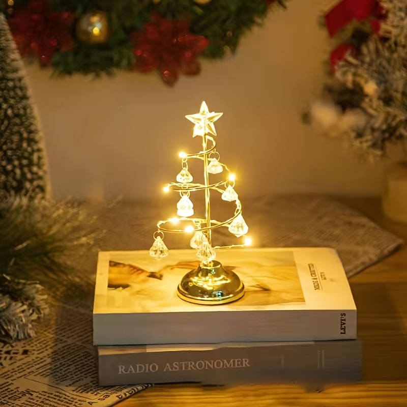 Crystal Pendant Table Lamp Christmas Iron Christmas Tree Lamp Birthday Room Bedroom Atmosphere Lamp Decoration Night Light