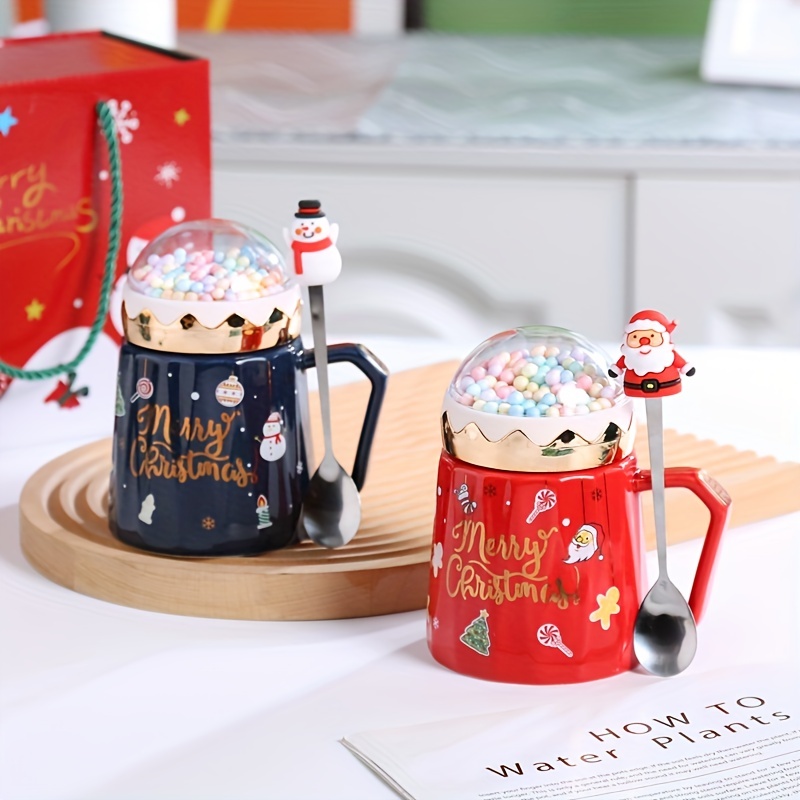 1 Set, Santa Claus Ceramic Cup, Creative Cartoon Coffee Mug, Kawaii Water Bottle, Christmas Gift