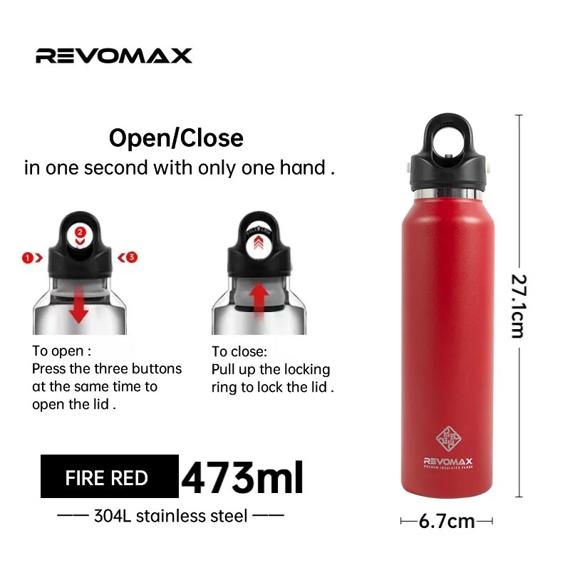 RevoMax 350/500/750/1000ml Double Wall Stainles Steel Water Bottle Thermos Bottle Keep Hot and Cold Insulated Vacuum Flask
