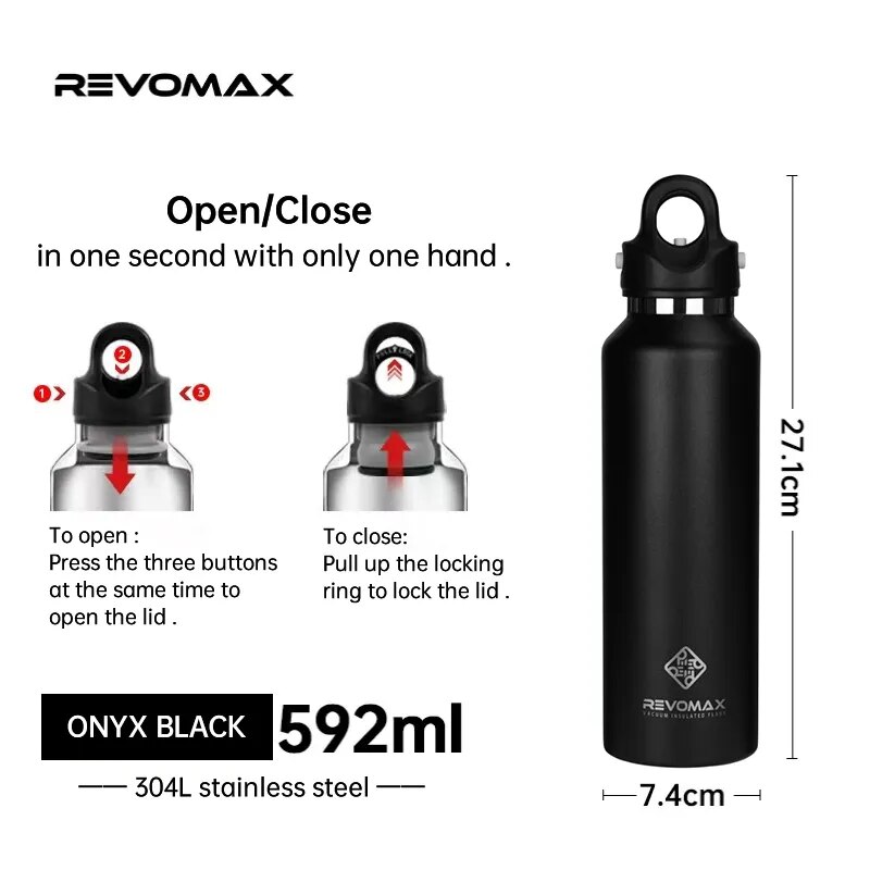 RevoMax 350/500/750/1000ml Double Wall Stainles Steel Water Bottle Thermos Bottle Keep Hot and Cold Insulated Vacuum Flask