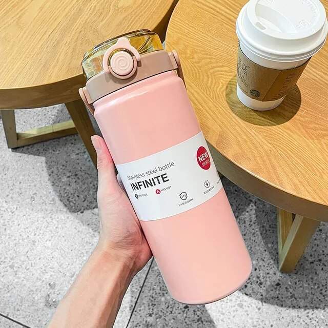 1.2L Large Capacity Thermo Bottle with Straw Stainless Steel Thermal Water Bottle Keep Cold and Hot Thermos Cup Vacuum Flask