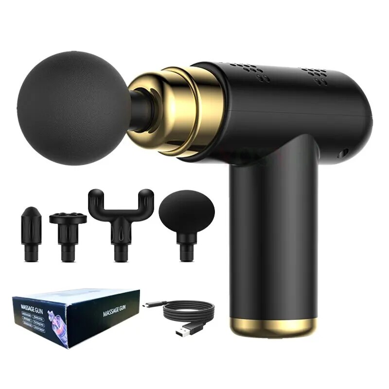 Portable Mini Massage Gun Pistol Facial Massager For Body Neck Deep Tissue Muscle Relaxation Gout Pain Relief Body Massager