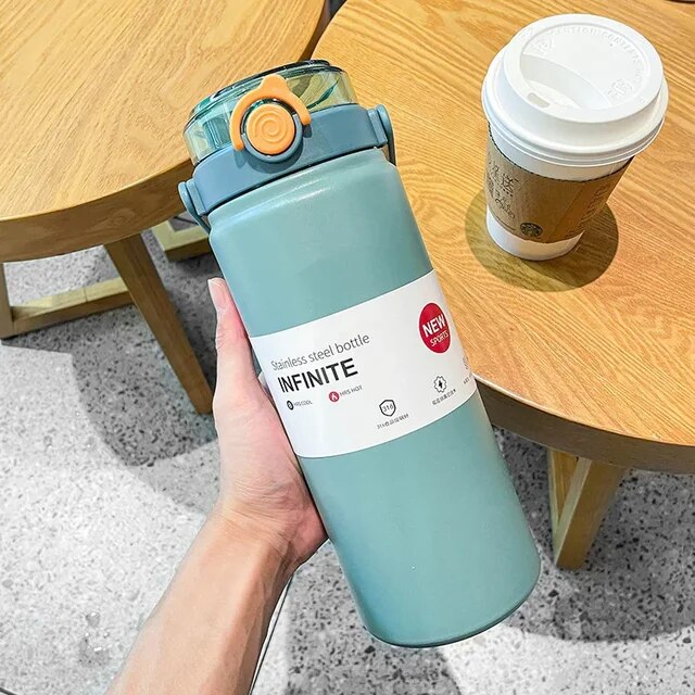 1.2L Large Capacity Thermo Bottle with Straw Stainless Steel Thermal Water Bottle Keep Cold and Hot Thermos Cup Vacuum Flask