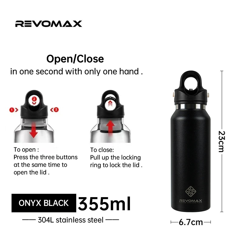 RevoMax 350/500/750/1000ml Double Wall Stainles Steel Water Bottle Thermos Bottle Keep Hot and Cold Insulated Vacuum Flask