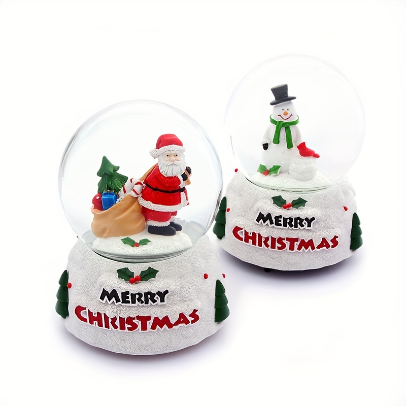 Glowing Christmas Santa Claus Crystal Ball Desktop Decoration Resin Glass Ball Christmas Small Gift Glass Ball Merry Christmas Globe Colorful Lighting Crystal Ball Decor Craft Home Decor