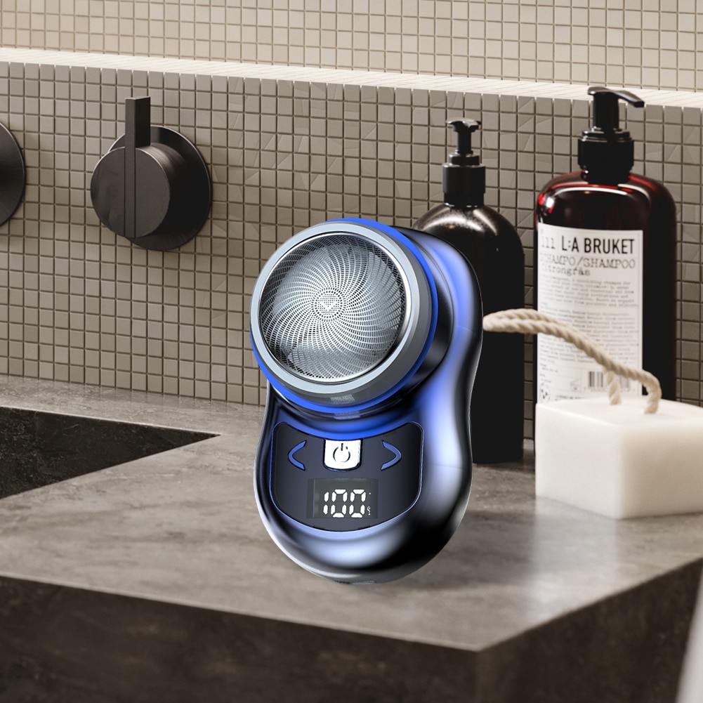 180mAh Men Electric Shaver Portable Mini Household Shaving Machine USB Rechargeable Digital Display for Removing Chest Body Hair
