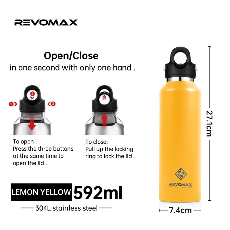 RevoMax 350/500/750/1000ml Double Wall Stainles Steel Water Bottle Thermos Bottle Keep Hot and Cold Insulated Vacuum Flask