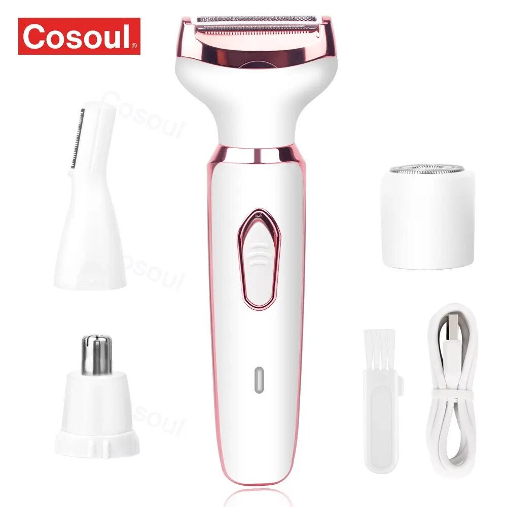 4 in 1 Women Body Hair Removal Women Shaver Underarm Hair Leg Hair Pubic Hair Sensitive Area Hair Razor Trimmer Women Epilator