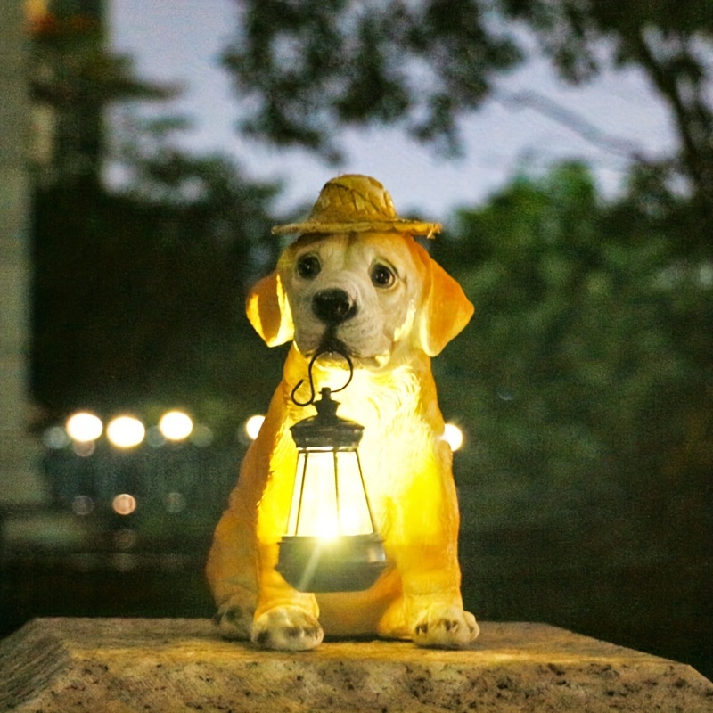 Dog With Solar Light Sculpture For Desktop, Home Decor, Garden Decor, Desktop, Halloween Decor