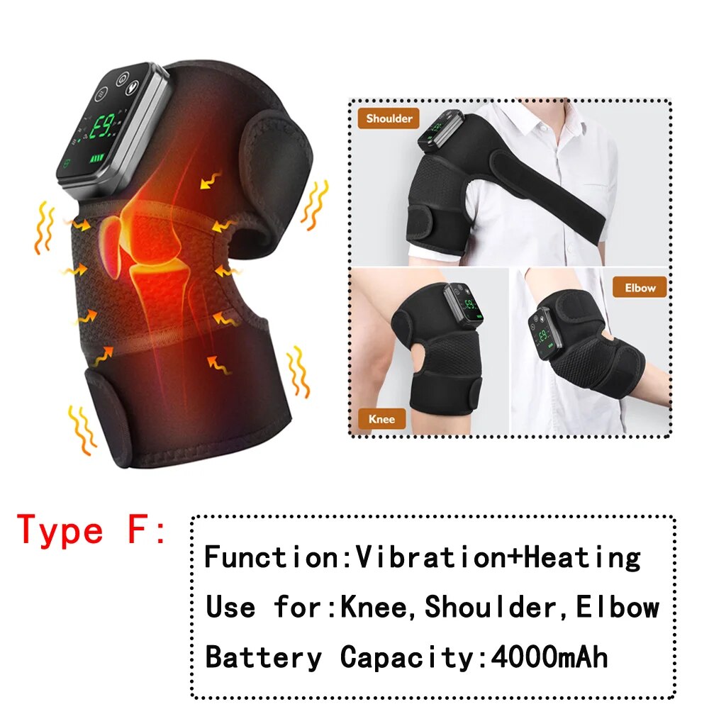 Electric Heating Therapy Knee Vibration Massager Leg Joint Physiotherapy Elbow Warm Wrap Arthritis Pain Relief Knee Pad Massage