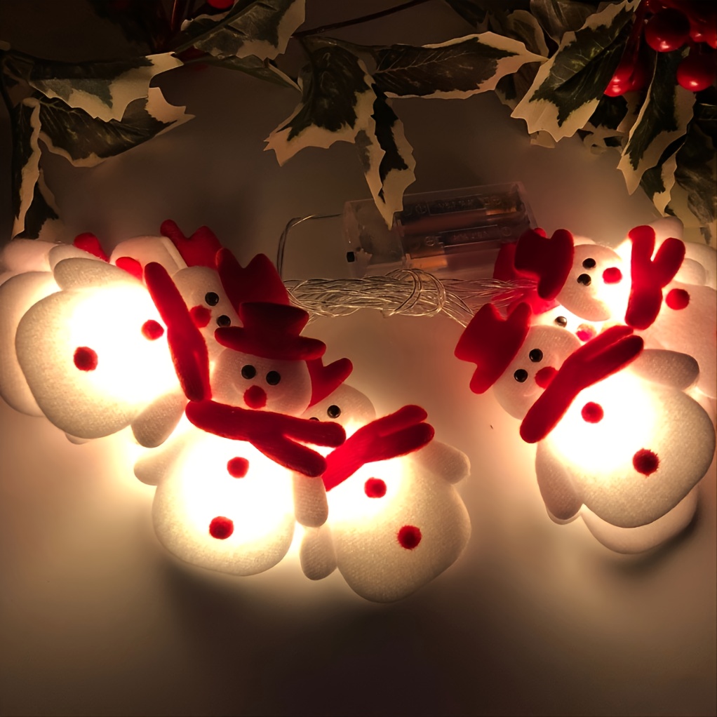 1 Set Of LED Christmas Snowman String Lights, Christmas Ornaments, Decorations For Christmas Tree, Festive, Party, 5.4ft/1.65m 10 Lights