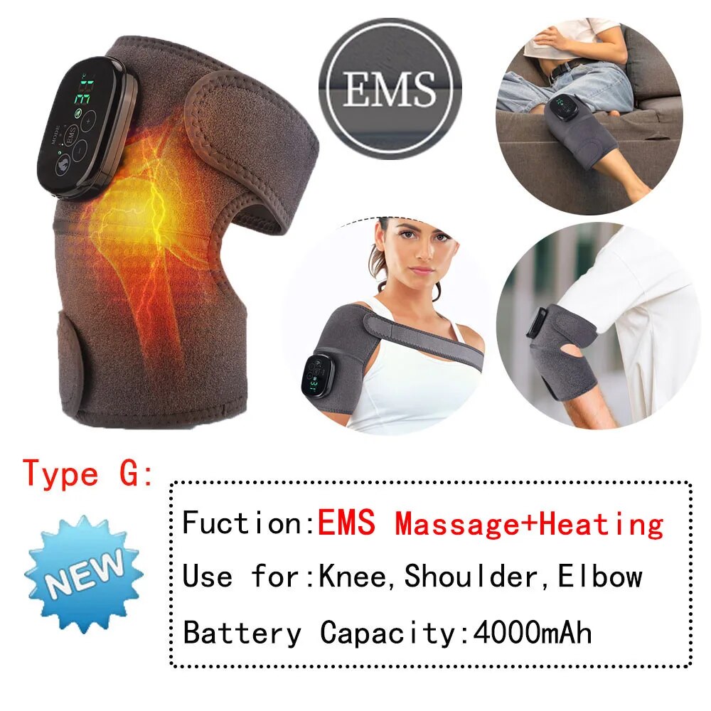 Electric Heating Therapy Knee Vibration Massager Leg Joint Physiotherapy Elbow Warm Wrap Arthritis Pain Relief Knee Pad Massage