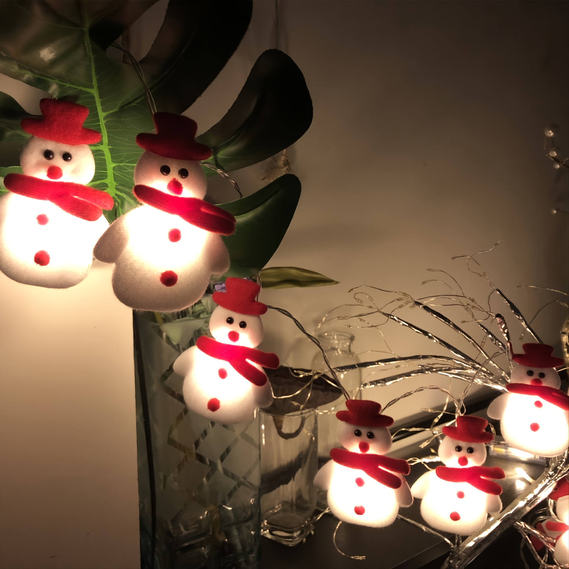 1 Set Of LED Christmas Snowman String Lights, Christmas Ornaments, Decorations For Christmas Tree, Festive, Party, 5.4ft/1.65m 10 Lights