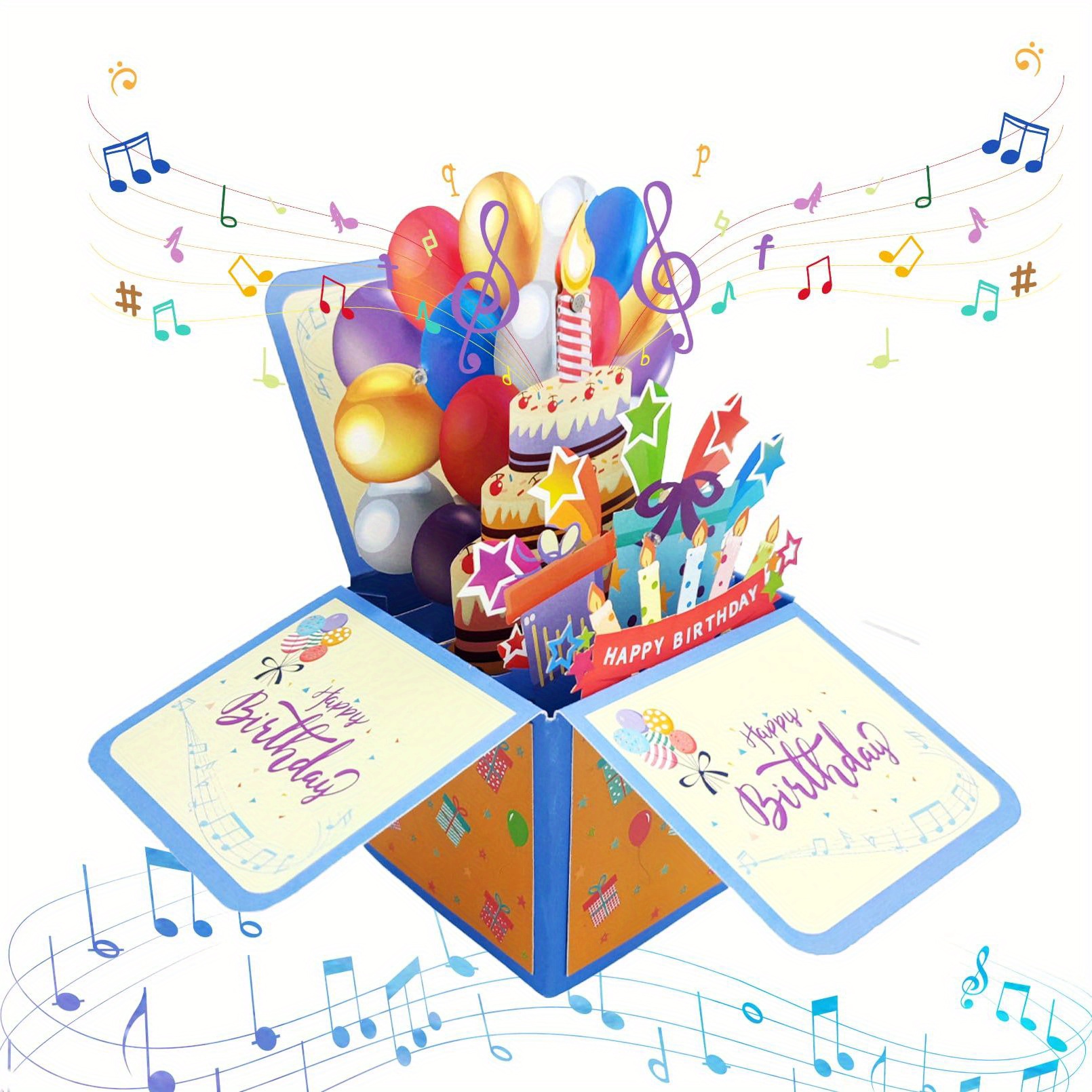 3D Musical Birthday Card, Blowable LED Light Candle, 3D Birthday Popup Cards, Blow Out Led Light Candle, And Play Happy Birthday Music For Men And Women, Handmade Paper Carved Card, Handmade Cartoon Card, Party Favors, Party Gift Decor