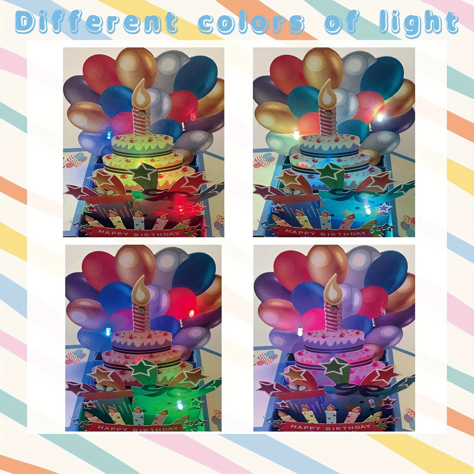 3D Musical Birthday Card, Blowable LED Light Candle, 3D Birthday Popup Cards, Blow Out Led Light Candle, And Play Happy Birthday Music For Men And Women, Handmade Paper Carved Card, Handmade Cartoon Card, Party Favors, Party Gift Decor