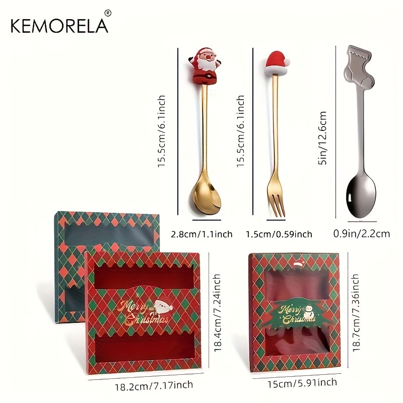 4/6PCS Christmas Fork And Spoon Set, Stainless Steel Creative Tableware, Coffee Tea Dessert Forks And Spoons Gift Set For Christmas Party Decorations