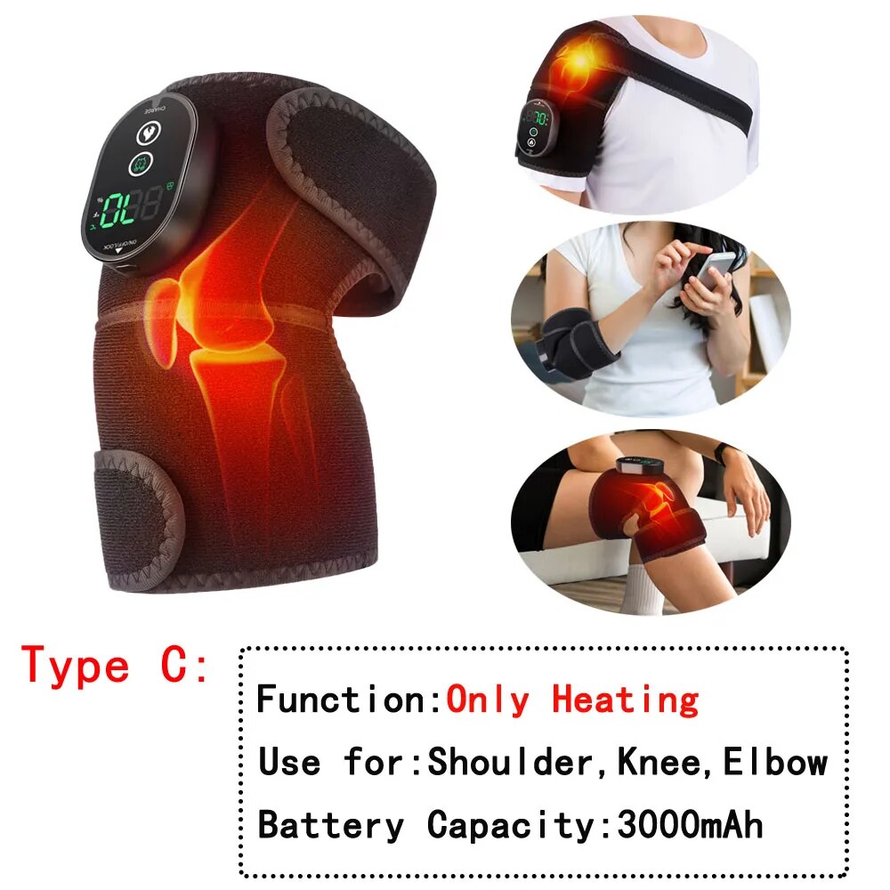Electric Heating Therapy Knee Vibration Massager Leg Joint Physiotherapy Elbow Warm Wrap Arthritis Pain Relief Knee Pad Massage