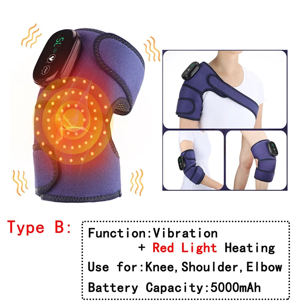 Electric Heating Therapy Knee Vibration Massager Leg Joint Physiotherapy Elbow Warm Wrap Arthritis Pain Relief Knee Pad Massage