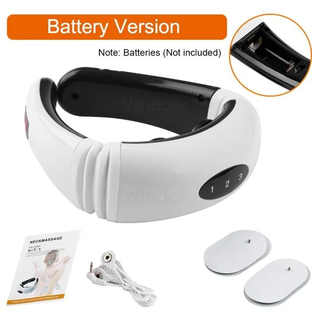 Electric Pulse Back and Neck Massager Far Infrared Heating Pain Relief Health Care Relaxation Tool