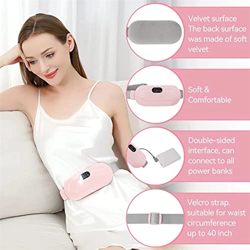 Menstrual Heating Pad Smart Warm Palace Belt Relief Waist Pain Cramps Vibrating Abdominal Massager Electric Waist Belt Device