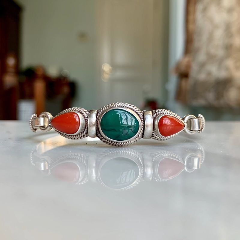 Bohemia Blue Natural Stone Hand Jewelry Accessories Simple Silver Color Bracelet For Man Woman Party Birthday Gifts