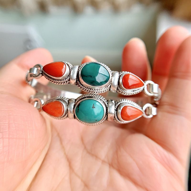 Bohemia Blue Natural Stone Hand Jewelry Accessories Simple Silver Color Bracelet For Man Woman Party Birthday Gifts