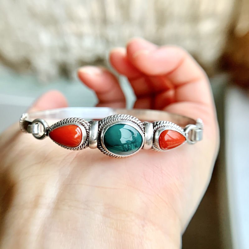 Bohemia Blue Natural Stone Hand Jewelry Accessories Simple Silver Color Bracelet For Man Woman Party Birthday Gifts