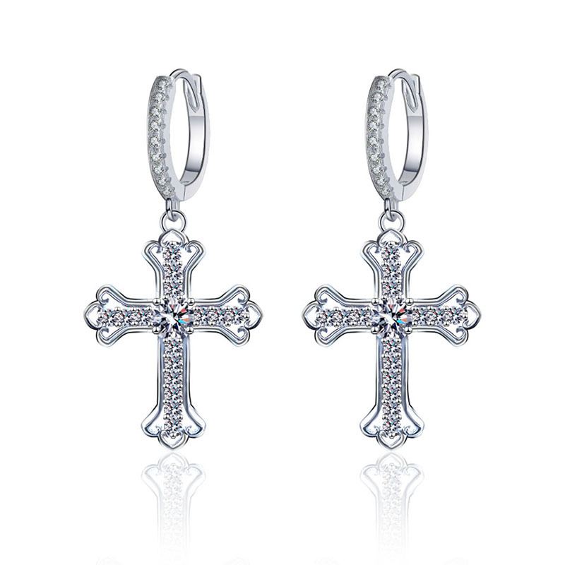 Cross Moissanite Earrings