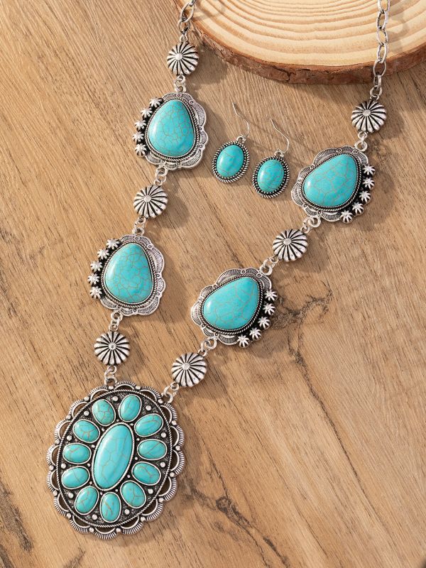 Bohemian Style Turquoise Necklace & Earrings