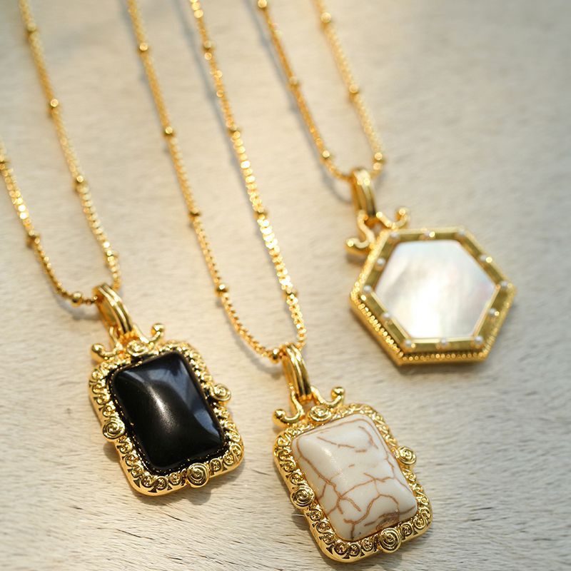 Geometric Hexagonal Shell Necklace For Women